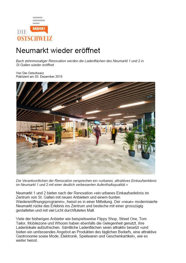 20191201 Presse Clipping Die Ostschweiz Neumarkt St Gallen