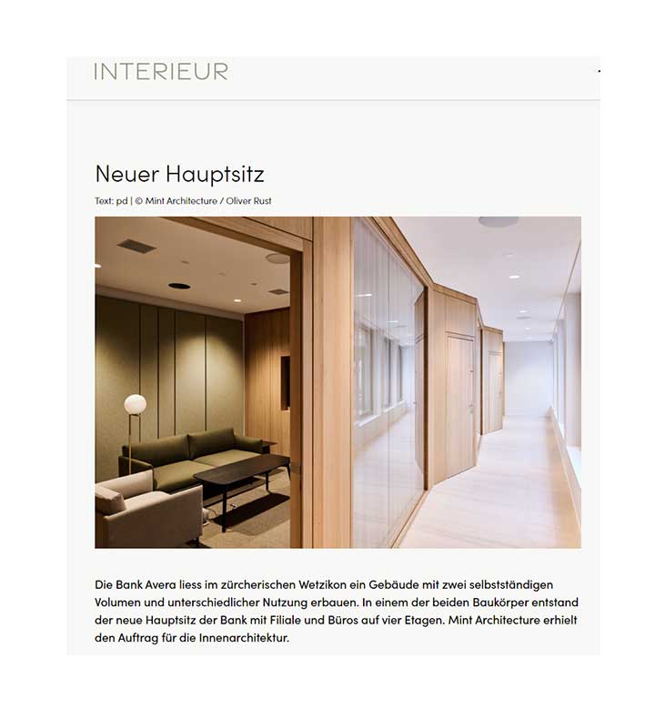 Inte­ri­eur Maga­zin Bank Ave­ra Mint Archi­tec­tu­re Vor­schau­bild 20.07.2023