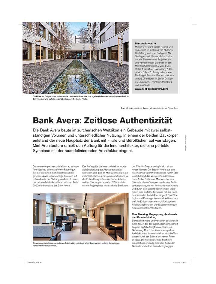 Intel­ligent Bauen Mint Architecture Bank Avera Banking Workplace