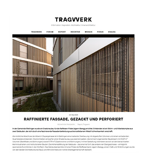 Tragwerk Mint Architecture Raiffeisenbank Laegern Baregg